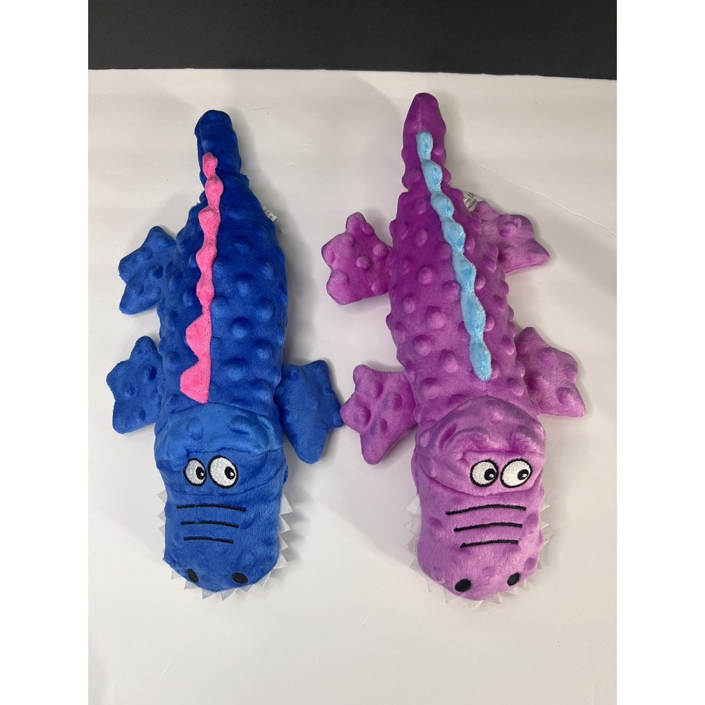 Gators Squeaky Plush Dog Toy Set Of 2 Pink & Blue New
